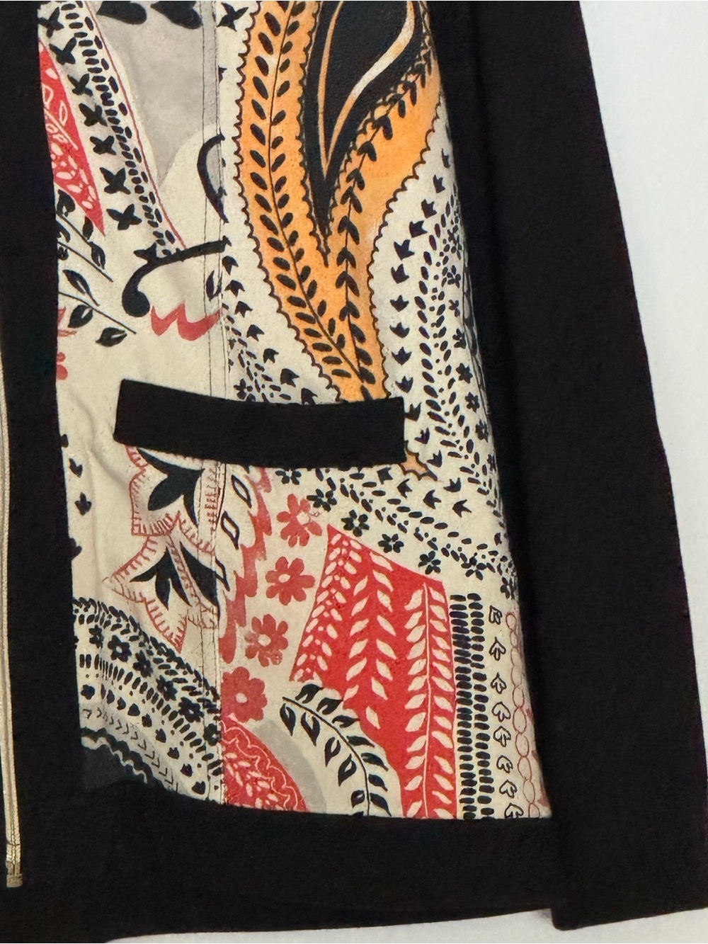 Susan Graver Paisley Zip Front Jacket Black Multi Size M - Picture 4 of 8